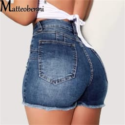 Large Size Sexy Ripped Denim Shorts Girl 2026 New High Waist Skinny Hips Stretch Leg Length Tight Stretch Hips Jeans Women