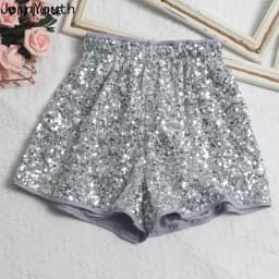 Fashion Shorts Women Clothing Heavy Sequin Elastic Waist A-line Casual Shorts 2025 New Bottoms Pantalones Cortos De Mujer 63e068