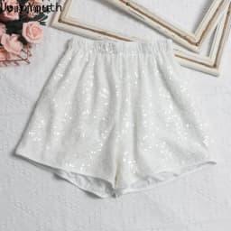Fashion Shorts Women Clothing Heavy Sequin Elastic Waist A-line Casual Shorts 2025 New Bottoms Pantalones Cortos De Mujer 63e068