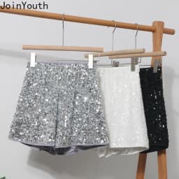 Fashion Shorts Women Clothing Heavy Sequin Elastic Waist A-line Casual Shorts 2025 New Bottoms Pantalones Cortos De Mujer 63e068