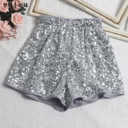 Fashion Shorts Women Clothing Heavy Sequin Elastic Waist A-line Casual Shorts 2025 New Bottoms Pantalones Cortos De Mujer 63e068