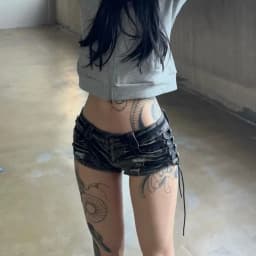 Y2k Shorts Punk Wash Black Strap Denim Super Shorts Women Low Waist Slim Fit Hip Hot Pants