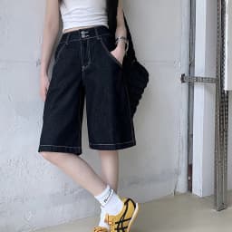 Y2K Vintage Baggy Jeans Shorts Women Streetwear High Waist Oversized Denim Pants Women Summer Harajuku Mid Long Wide Leg Pants