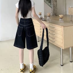 Y2K Vintage Baggy Jeans Shorts Women Streetwear High Waist Oversized Denim Pants Women Summer Harajuku Mid Long Wide Leg Pants