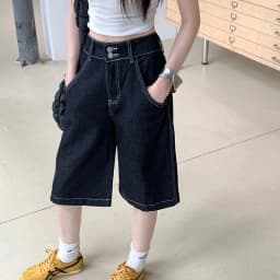 Y2K Vintage Baggy Jeans Shorts Women Streetwear High Waist Oversized Denim Pants Women Summer Harajuku Mid Long Wide Leg Pants