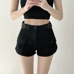 JOEVILU Women Military Green Denim Cargo Shorts Summer High Waisted Loose Wide Leg Y2K Hot Girl Casual Short Pants with Pockets