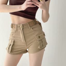 JOEVILU Women Military Green Denim Cargo Shorts Summer High Waisted Loose Wide Leg Y2K Hot Girl Casual Short Pants with Pockets