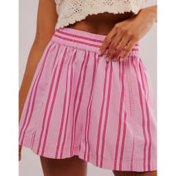 Summer Striped Beach Casual Shorts Women Elastic High Waist Loose Short Pants Pockets Lady Fashion Streetwear Shorts For Girls