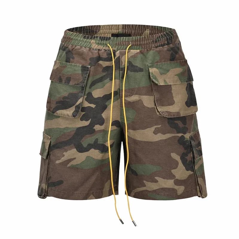 New Fashion Multi-pocket Camouflage Drawstring Jeans Knee Shorts Casual Hip-hop Fashion Loose Comfortable Women's Pants