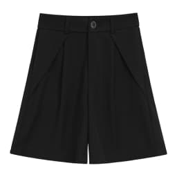 QOERLIN S-4XL Half Shorts Women Bermuda Suit Shorts Elegant Loose Casual High Waist Wide Leg Elastic Waist Black Shorts Summer