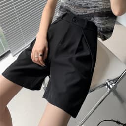 QOERLIN S-4XL Half Shorts Women Bermuda Suit Shorts Elegant Loose Casual High Waist Wide Leg Elastic Waist Black Shorts Summer
