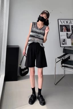 QOERLIN S-4XL Half Shorts Women Bermuda Suit Shorts Elegant Loose Casual High Waist Wide Leg Elastic Waist Black Shorts Summer