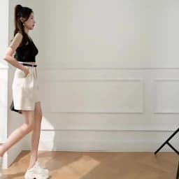 QOERLIN Retro Belted Bermuda Black Shorts Women High Waist Loose Casual Pocket Half Trousers 2022 Summer New Clothing S-XL
