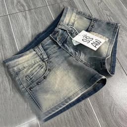 American Retro Washed Worn Denim Shorts Jeans Women's Summer Design Riveted Low-rise Hot Pants Shorts Feminino