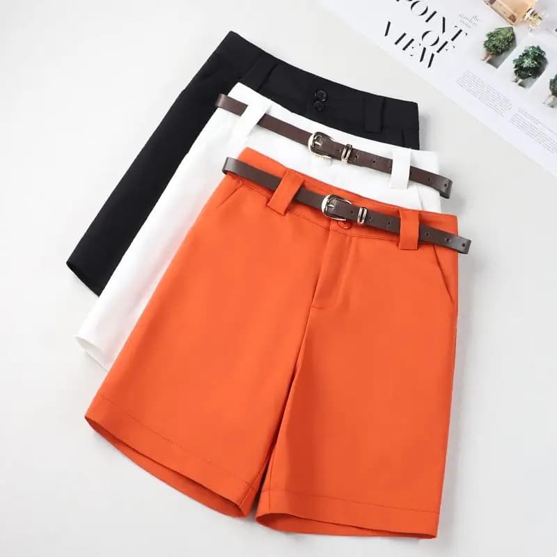 2025 New Summer Women Thin Solid Color Short Pants Female High Waist Wide-leg Shorts Ladies Fashion Loose Casual Shorts X598
