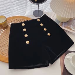 Autumn Winter High Waist Velvet Wide Leg Shorts Women Chic Double Breasted Short Pants Fashion Sexy Bottoms Casual Ropa Mujer