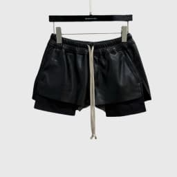 High Street Women's Dark Style Shorts Black PU Leather Elastic Waistband Drawstring Style Showing Leg Length Fashionable Shorts