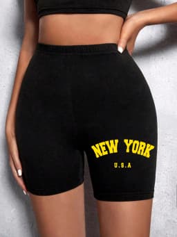 Summer Womens Sports Shorts New York The Emipure City Letter Printing Fitness Short Pantsstretch Thin Soft Female Sport Swear
