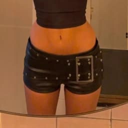 Sexy Rivet Buckle Belt Low Waist Leather Shorts for Women Y2k Spice Girl Punk Style Shorts Autumn New 2026