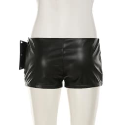 Sexy Rivet Buckle Belt Low Waist Leather Shorts for Women Y2k Spice Girl Punk Style Shorts Autumn New 2026