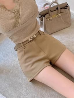 Aoaiiys Shorts Women's High Waist Spice Girls A-Line Short Khaki Elastic Casual Sexy Mini Shorts Spring Autumn New Fashion Short