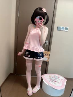 Original Japanese Sweet Girls Cartoon Embroidered Denim Shorts Summer New Daughter Clothing Y2k Shorts Short Sleeve T-shirt