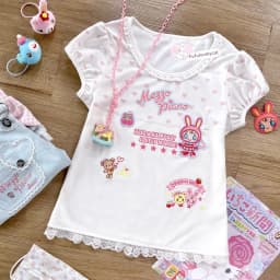 Original Japanese Sweet Girls Cartoon Embroidered Denim Shorts Summer New Daughter Clothing Y2k Shorts Short Sleeve T-shirt