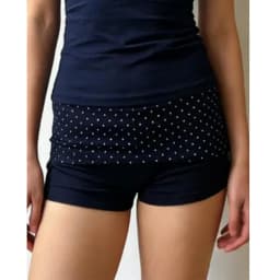 Foldover Shorts For Women Y2k Polka Dot/Stripe Cute Micro Short Fold Over Pajama Bottoms Slim Going Out Mini Shorts Loungewear