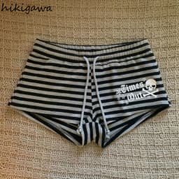 Women Shorts Pantalones Cortos De Mujer Casual Fashion Summer Y2k Pants 2026 New Bottoms Pink Striped Skull Print Chic Shorts