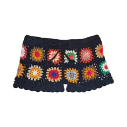 Gaono Y2K Vintage Women's Knit Crochet Shorts Casual Hollow Out Elastic Waist Drawstring Short Pants Lounge Shorts for Summer
