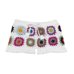 Gaono Y2K Vintage Women's Knit Crochet Shorts Casual Hollow Out Elastic Waist Drawstring Short Pants Lounge Shorts for Summer