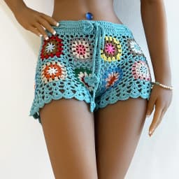 Gaono Y2K Vintage Women's Knit Crochet Shorts Casual Hollow Out Elastic Waist Drawstring Short Pants Lounge Shorts for Summer