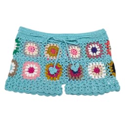 Gaono Y2K Vintage Women's Knit Crochet Shorts Casual Hollow Out Elastic Waist Drawstring Short Pants Lounge Shorts for Summer