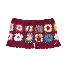 Gaono Y2K Vintage Women's Knit Crochet Shorts Casual Hollow Out Elastic Waist Drawstring Short Pants Lounge Shorts for Summer