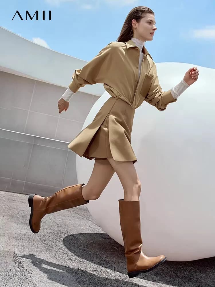AMII Minimalist Casual Shorts Skirts Women High Waist 2026 Summer Fashion Office Lady Commuter A-Line Mini Skirt 12343035