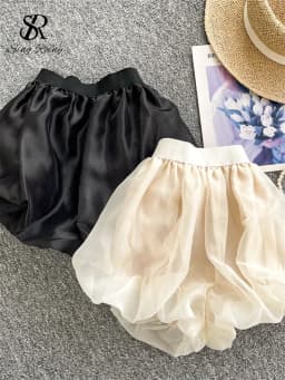 SINGREINY Sweet Fashion Female Shorts Solid High Elastic Waist Slim Design 2025 Newest Summer Basics Cute Casual Mesh Shorts