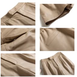 Classic Simple Imported Lambskin Shorts For Women Femme Elastic Waist Wide Leg Pocket Bermuda Leather Pants Mujer Slim Trousers