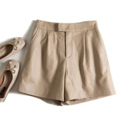Classic Simple Imported Lambskin Shorts For Women Femme Elastic Waist Wide Leg Pocket Bermuda Leather Pants Mujer Slim Trousers