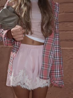 Sexy Satin Shorts Women Loose Elastic Waist Chic Fashion Solid Patchwork Lace Shorts Female 2025 Summer New Party Streetwears