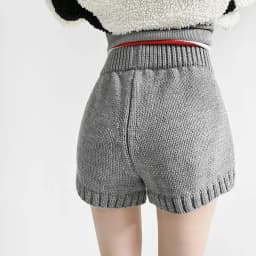 Spring Women Straight Knitting Shorts Girl's Elastic Middle Waist Short Pants Dark Gray Light Gray