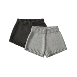 Spring Women Straight Knitting Shorts Girl's Elastic Middle Waist Short Pants Dark Gray Light Gray