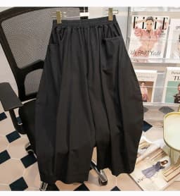 Retro Black Leisure Comfortable Shorts Women Summer New Green Elastic High Waist Loose Wide Leg Ankle-length Pants Oversized New