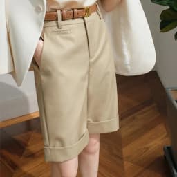 Women's Summer Shorts High Waist Knee Length Straight Pants with Belt Office Khaki White Black Casual Short Pants Women Fashion