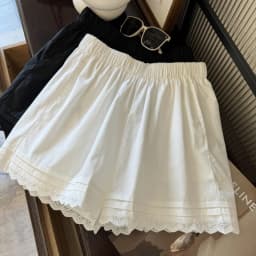 White Lace Patchwork Shorts for Women Summer Loose Casual Bloomer Shorts High Waist All-Match Female Wide Leg Shorts New