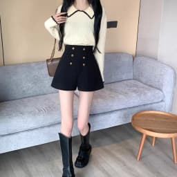 Shorts Femininas Black Suit New Double Breasted Wide Leg Hot Casual Wild Outwear for Women Pantalones Cortos De Mujer