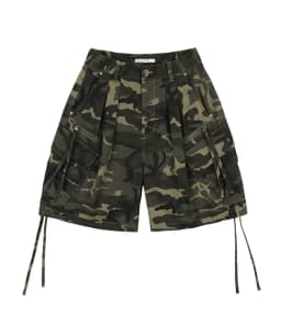 Women's Techwear Camo Cargo Shorts Streetwear High Waist Loose Multi-Pocket Zipper Drawstring Casual Harajuku Summer Bottoms