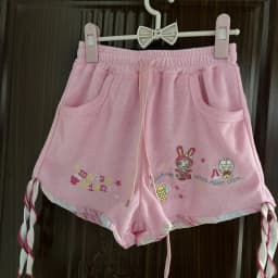 Japan Summer Sweet Lolita Shorts Women Kawaii Cartoon Bunny Elastic Waist Wide Leg Pants Casual Loose Pantalones Cortos De Mujer