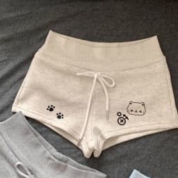Japanese Sweet Cartoon Cat Print Lolita Shorts Women Kawaii Elastic Waist Casual Short Pants Y2k Aesthetic Cute Cotton Shorts