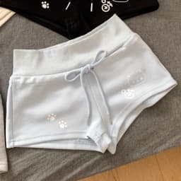 Japanese Sweet Cartoon Cat Print Lolita Shorts Women Kawaii Elastic Waist Casual Short Pants Y2k Aesthetic Cute Cotton Shorts