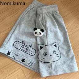 Casual Cat Print Shorts for Women Streetwear Fashion Short Mujer 2025 New Bottoms Summer Y2k Pants Pantalones Cortos De Mujer